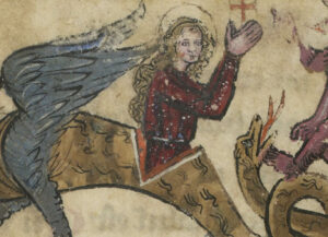 Image du moyen âge représentant Sainte Marguerite victorieuse du dragon. Une belle illustration de Nourrir ses démons